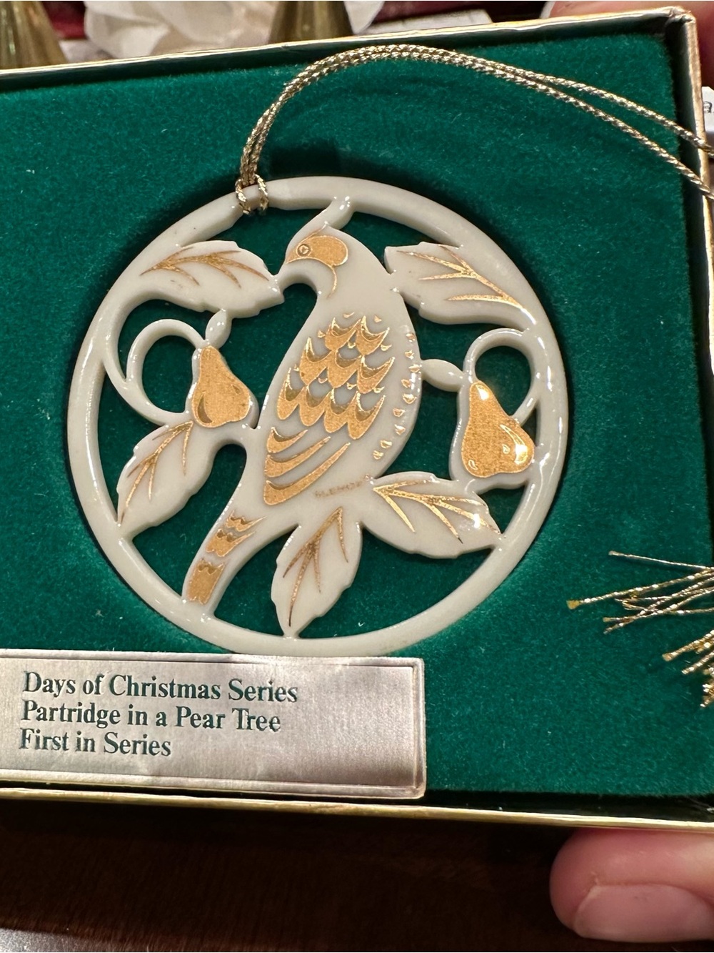 vintage lenox china partridge christmas tree ornament 2.25"